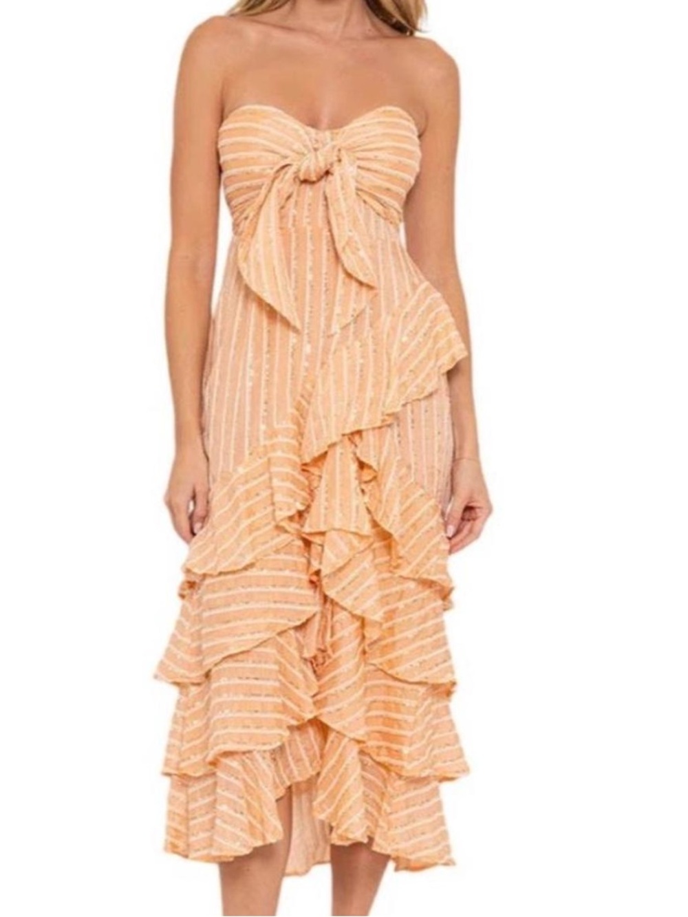 NWT Sundress ILANILA DRESS in orange sequin, strapless, size M